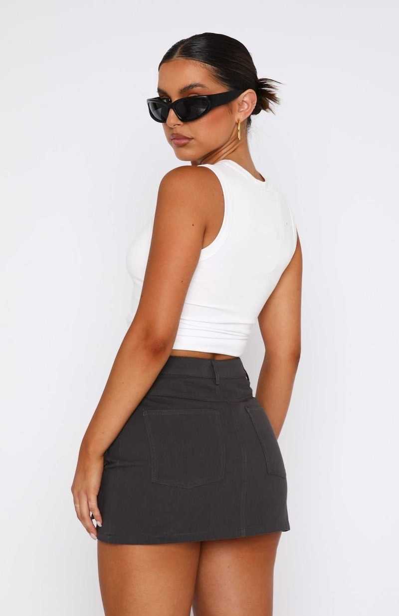 White Fox Weekend Travels Cargo Mini Skirt Charcoal | NUXQLE-314