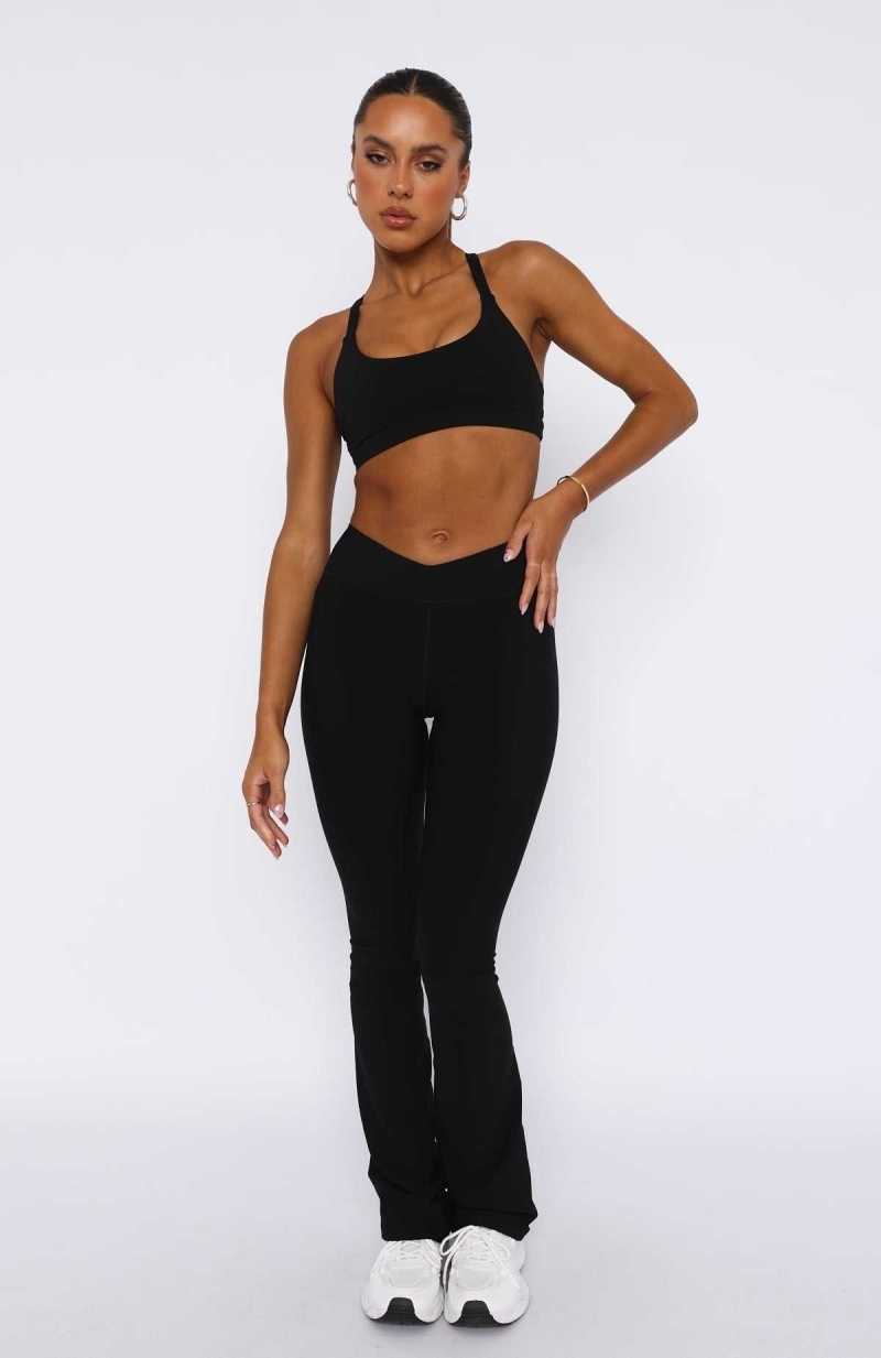 White Fox Wellness Flare Leggings Black | DUFHMB-854