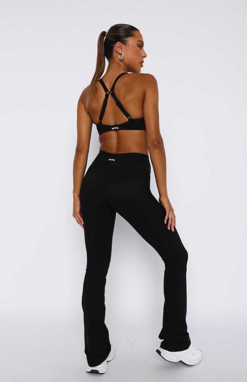 White Fox Wellness Flare Leggings Black | DUFHMB-854