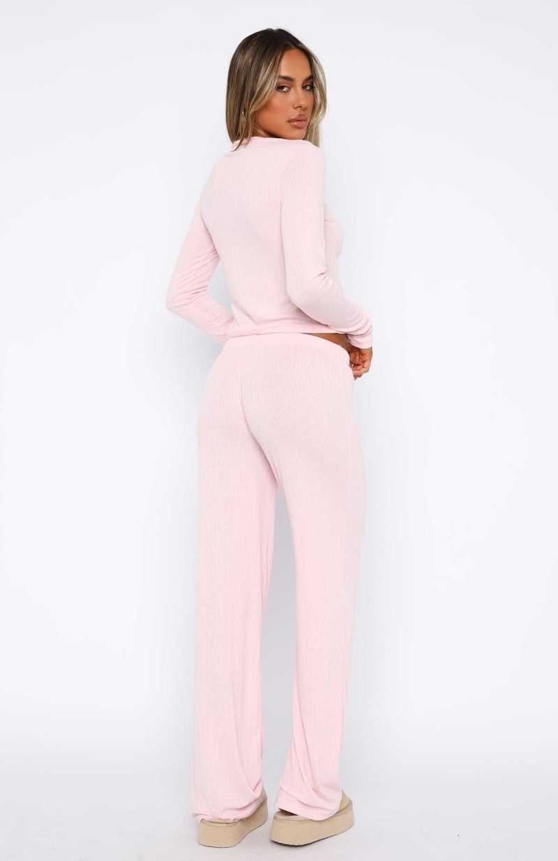 White Fox We're Better Together Long Sleeve Pyjama Set Baby Pink | KQJANB-196