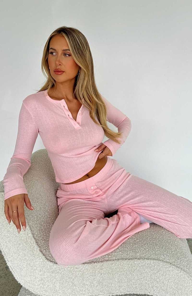 White Fox We're Better Together Long Sleeve Pyjama Set Baby Pink | KQJANB-196