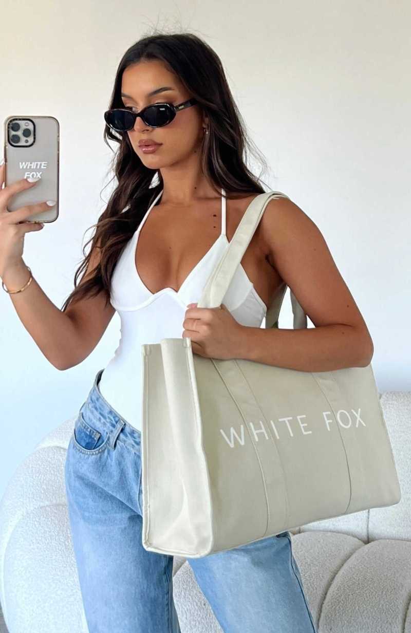 White Fox White Fox Tote Bag Beige | TRZVSM-954