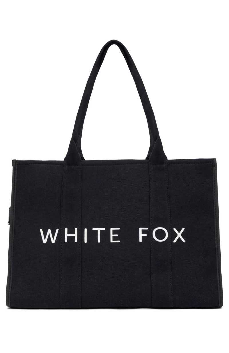 White Fox White Fox Tote Bag Black | DZWFGQ-723