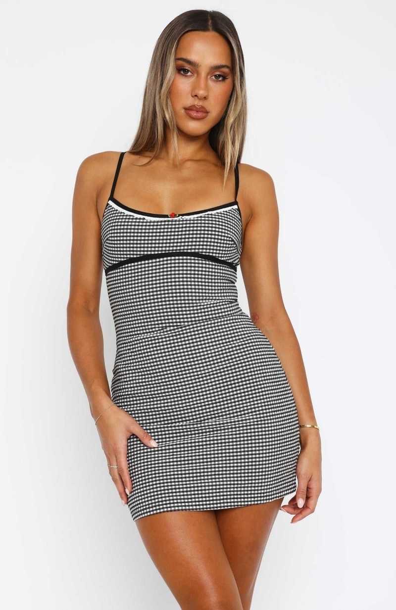 White Fox White Lightning Mini Dress Gingham | XBTFHL-569