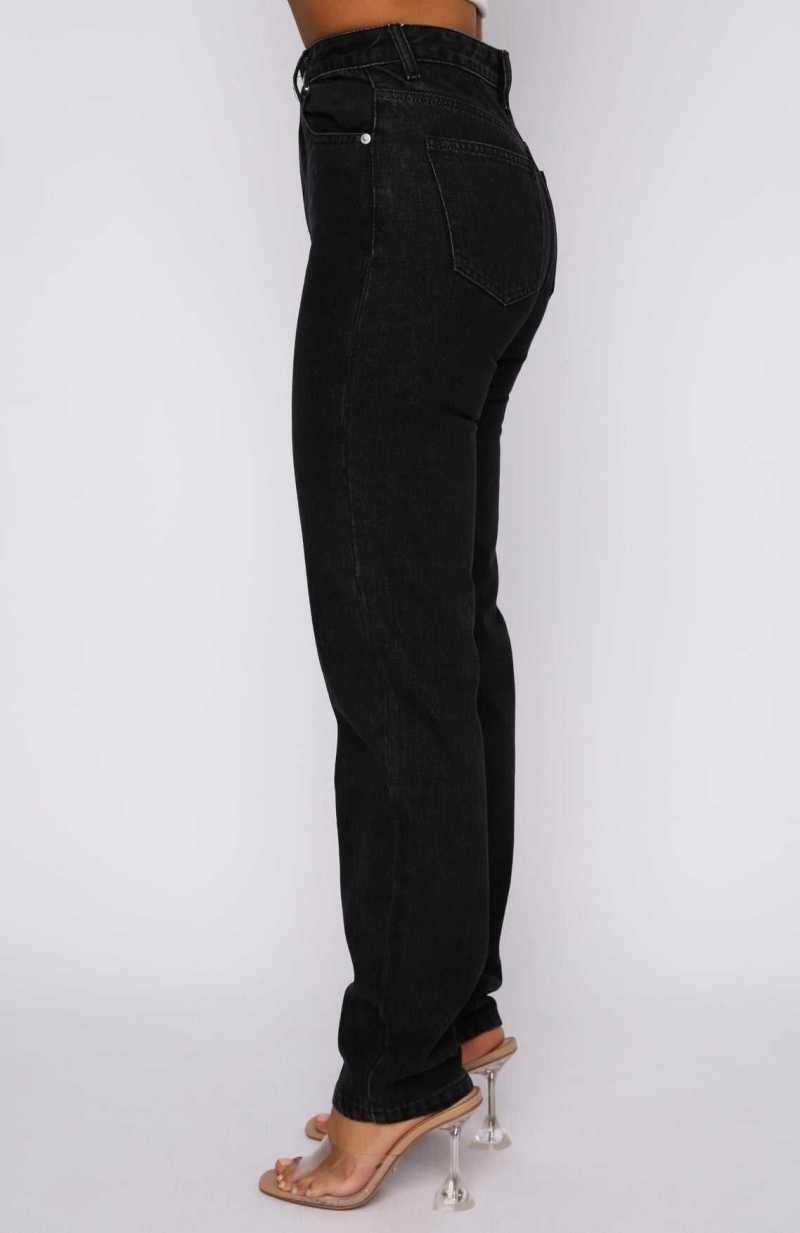 White Fox Who's That Girl Straight Leg Denim Jeans Vintage Black | DCTERN-360