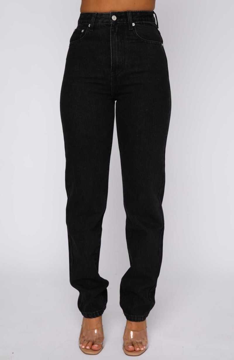 White Fox Who's That Girl Straight Leg Denim Jeans Vintage Black | JUAVIE-092