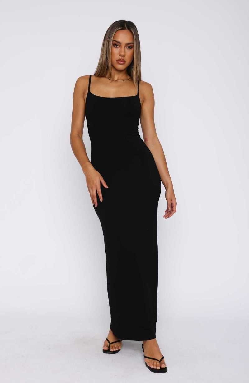 White Fox Wishing On Stars Maxi Dress Black | FCOHQP-408