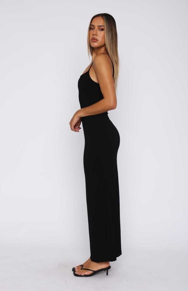 White Fox Wishing On Stars Maxi Dress Black | FCOHQP-408