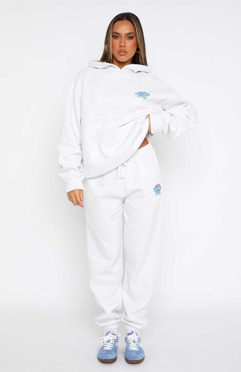 White Fox With Love Always Sweatpants Grey Marle | XVCANE-916