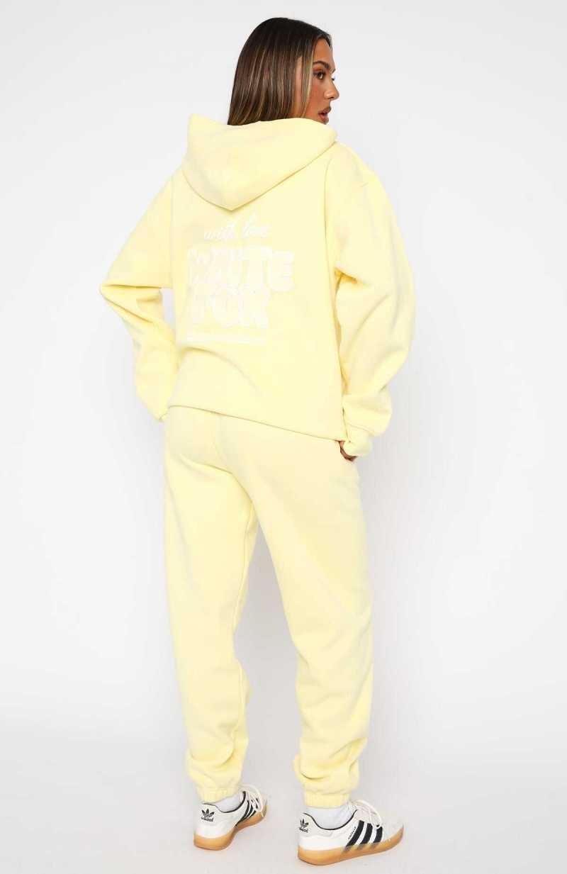 White Fox With Love Always Sweatpants Lemon | BSUQWR-068