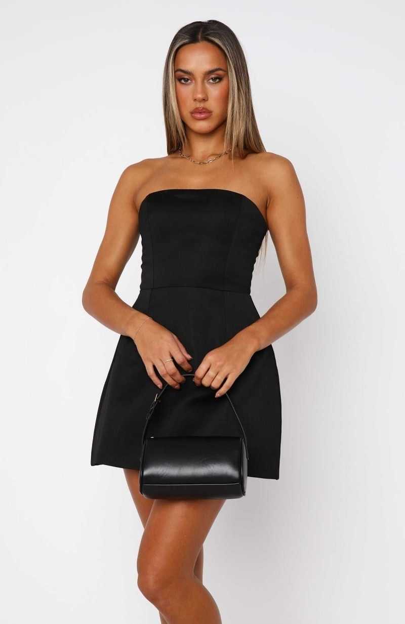 White Fox Your Day Mini Dress Black | WAQGHK-873