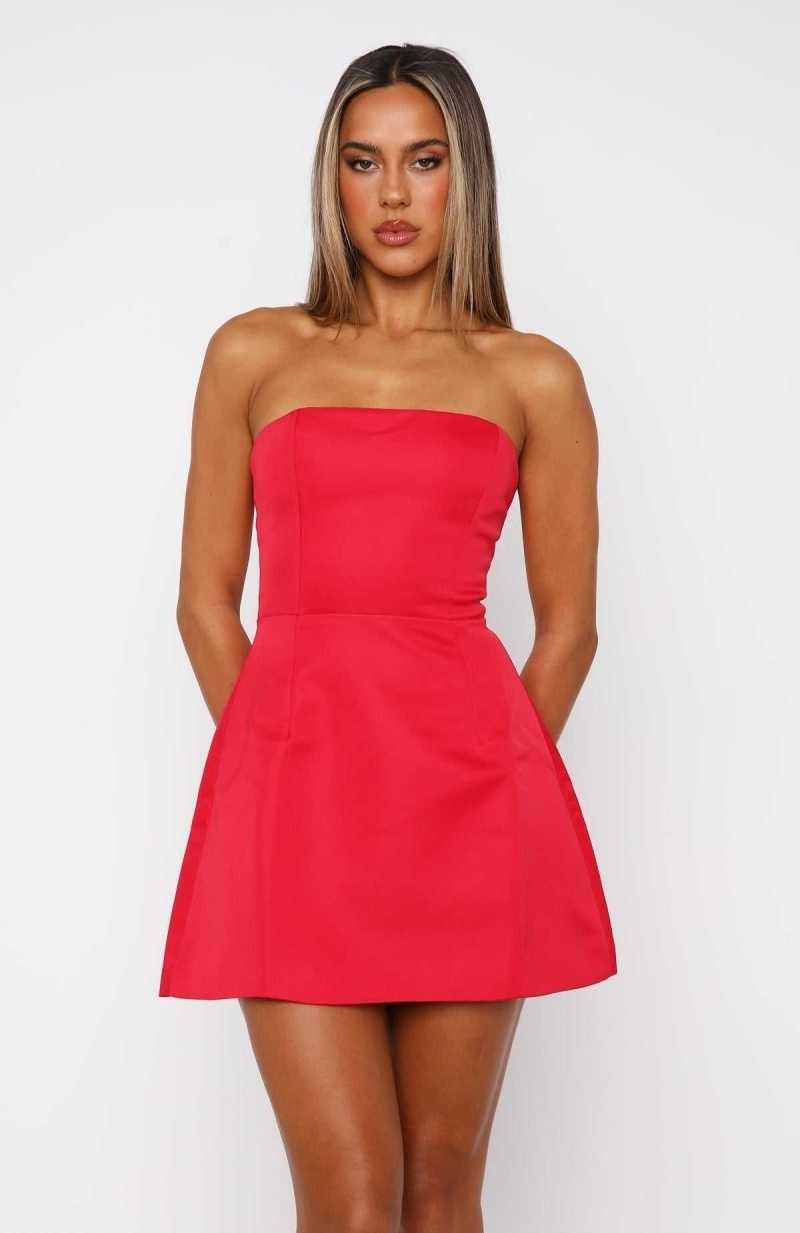 White Fox Your Day Mini Dress Red | CRBNPQ-210