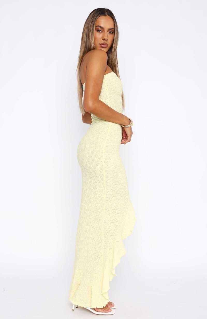 White Fox Your Fantasy Maxi Dress Lemon | DTFYOW-421