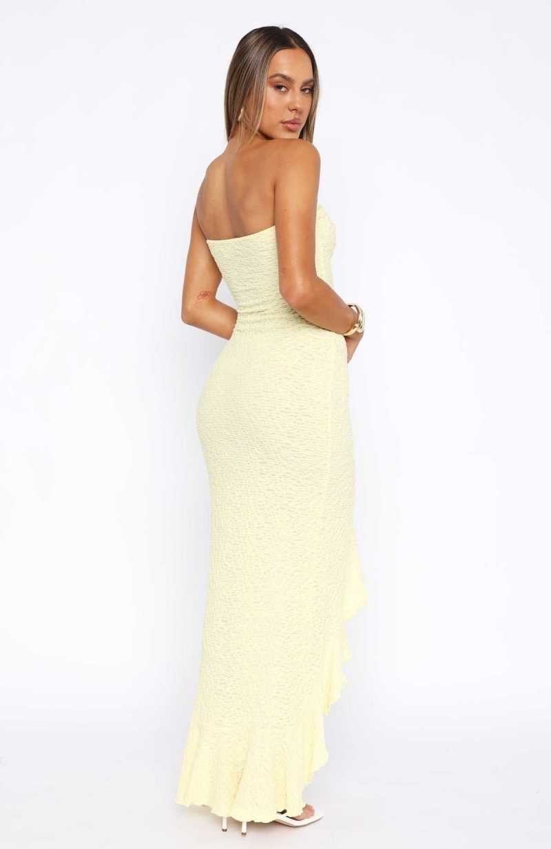 White Fox Your Fantasy Maxi Dress Lemon | DTFYOW-421