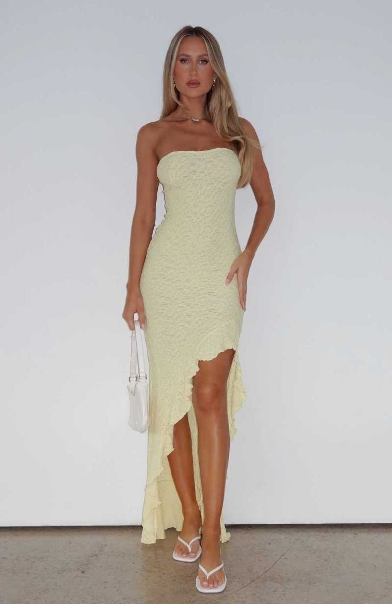 White Fox Your Fantasy Maxi Dress Lemon | DTFYOW-421